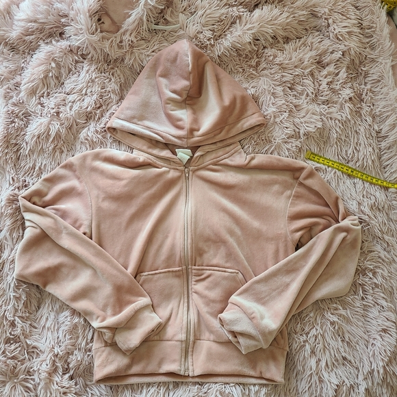 XS/S Velour Pink zip-through hoodie H&M - Picture 7 of 12